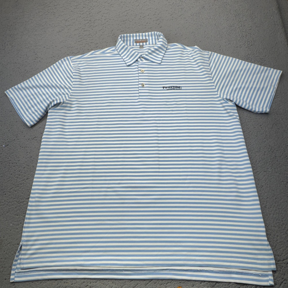 Peter Millar Polo Mens Extra Large Blue White Firestone Country Club Striped XL